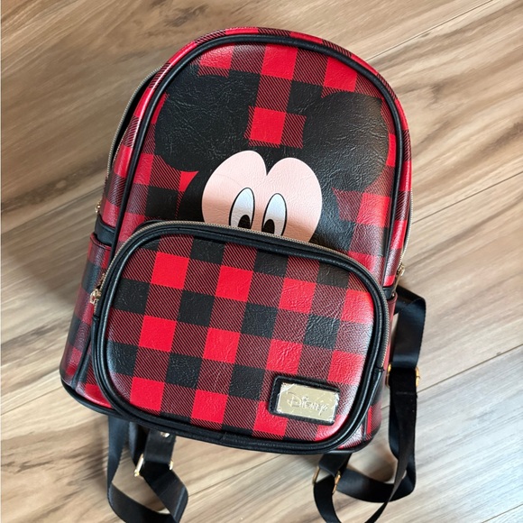 Disney Red and Black Checkered Backpack with Floral Wallet - Picture 2 of 5